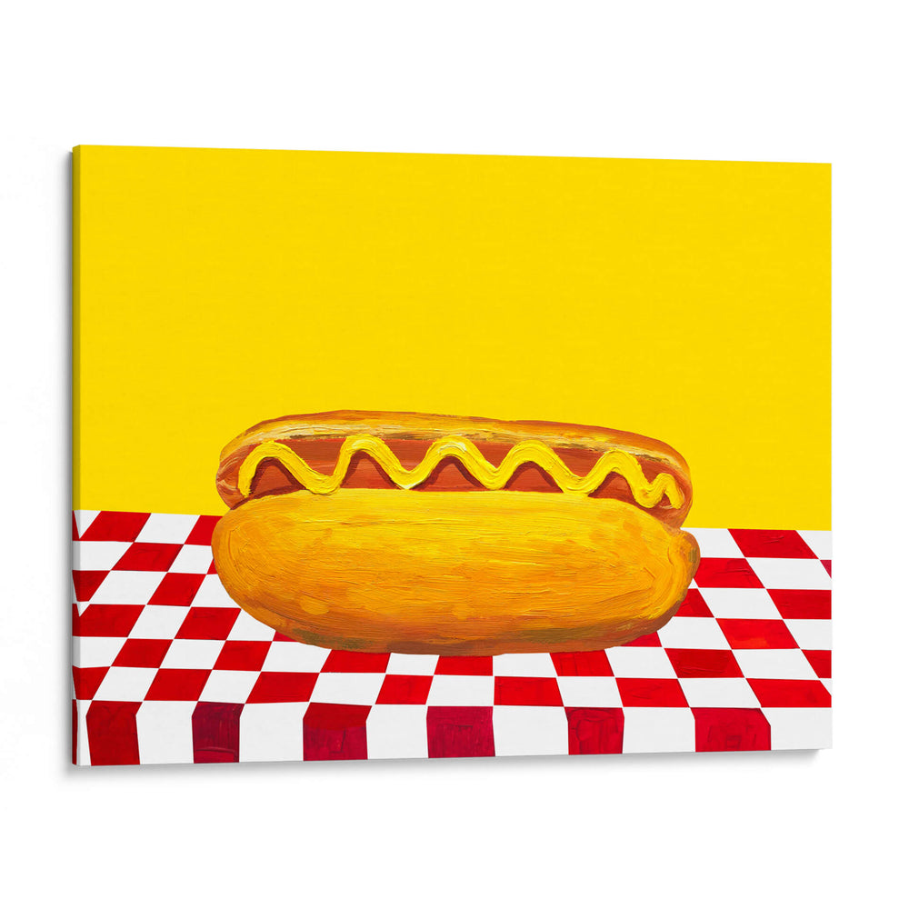Perro caliente con mostaza amarilla a cuadros rojos - Alice Straker | Cuadro decorativo de Canvas Lab