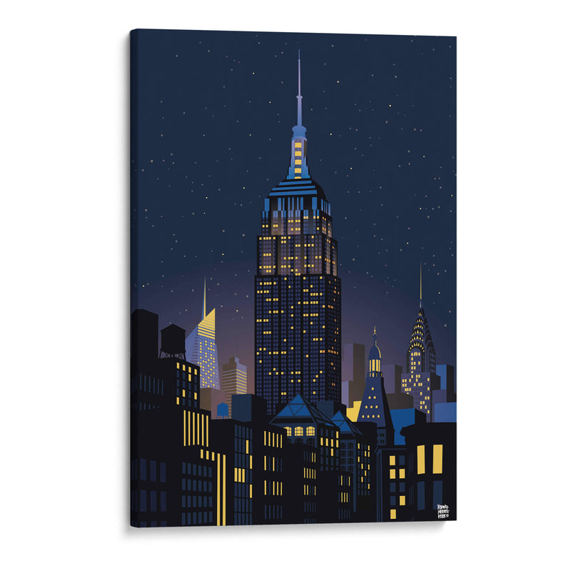Manhattan, Nueva York de noche - Remko Heemskerk | Cuadro decorativo de Canvas Lab