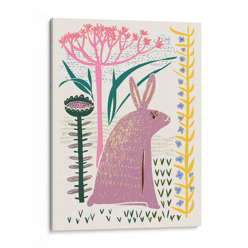 Conejito lila con estampado en bloque - Annick | Cuadro decorativo de Canvas Lab