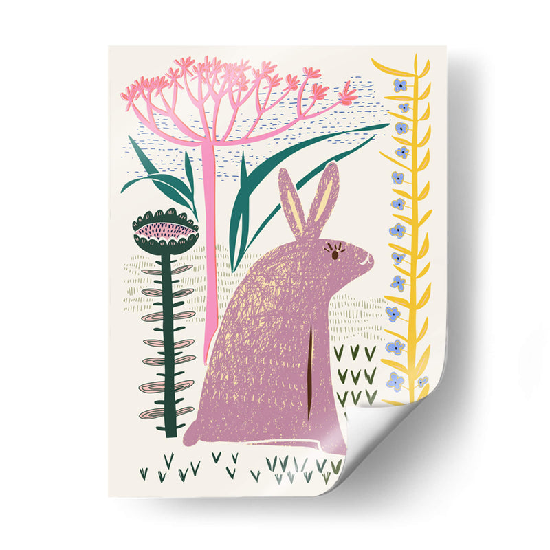 Conejito lila con estampado en bloque - Annick | Cuadro decorativo de Canvas Lab