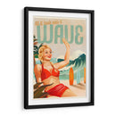 Chica pin-up surfeando en la playa en bikini - The Whiskey Ginger | Cuadro decorativo de Canvas Lab