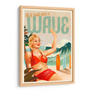 Chica pin-up surfeando en la playa en bikini - The Whiskey Ginger | Cuadro decorativo de Canvas Lab