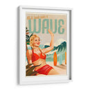 Chica pin-up surfeando en la playa en bikini - The Whiskey Ginger | Cuadro decorativo de Canvas Lab