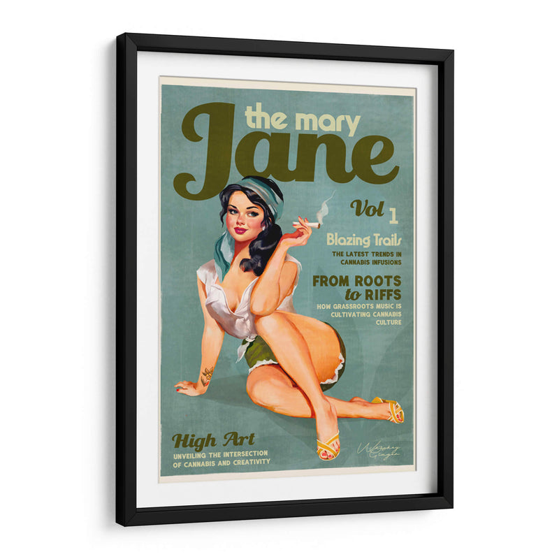 Mary Jane Retro Vintage Pinup Cannabis Art - The Whiskey Ginger | Cuadro decorativo de Canvas Lab
