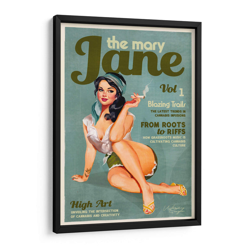 Mary Jane Retro Vintage Pinup Cannabis Art - The Whiskey Ginger | Cuadro decorativo de Canvas Lab