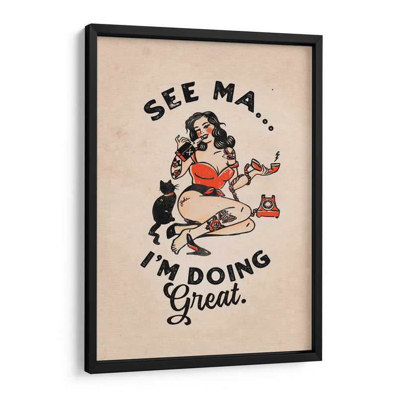 See Ma Poster Funny Vintage Pinup Girl a Cat - The Whiskey Ginger | Cuadro decorativo de Canvas Lab