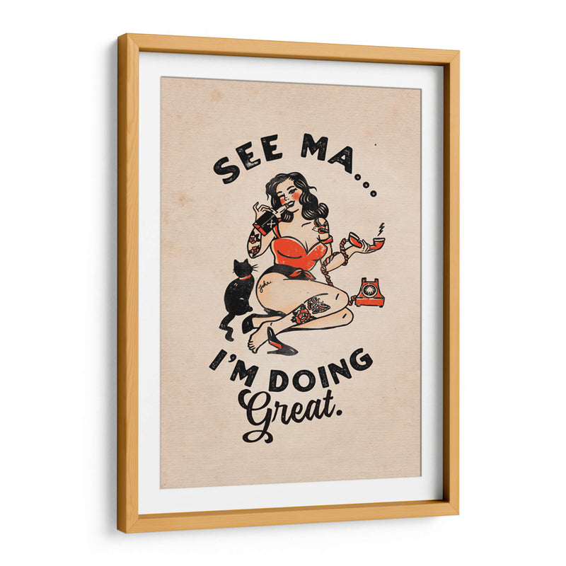 See Ma Poster Funny Vintage Pinup Girl a Cat - The Whiskey Ginger | Cuadro decorativo de Canvas Lab