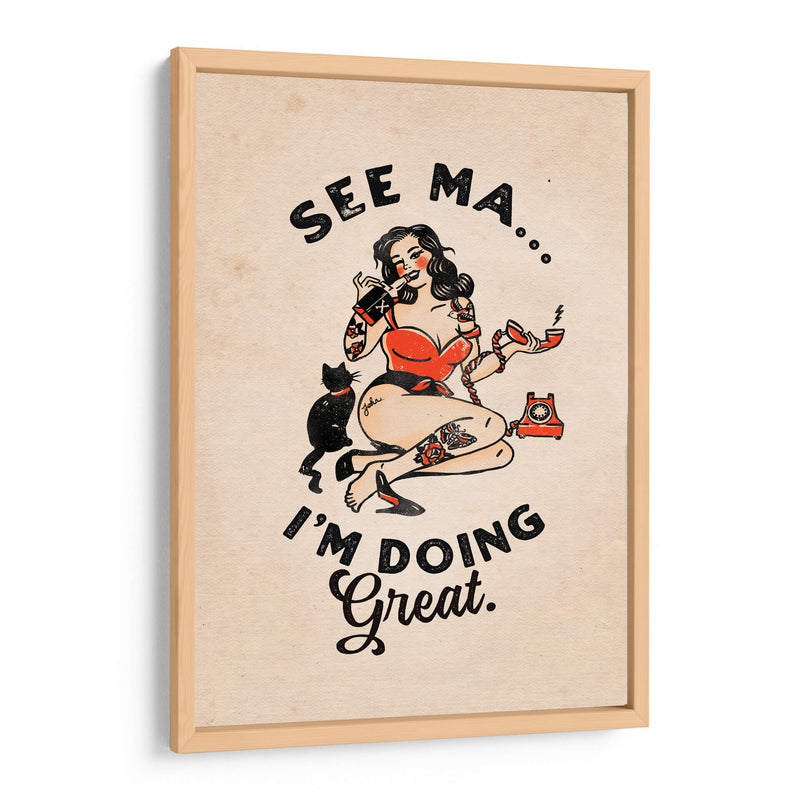 See Ma Poster Funny Vintage Pinup Girl a Cat - The Whiskey Ginger | Cuadro decorativo de Canvas Lab
