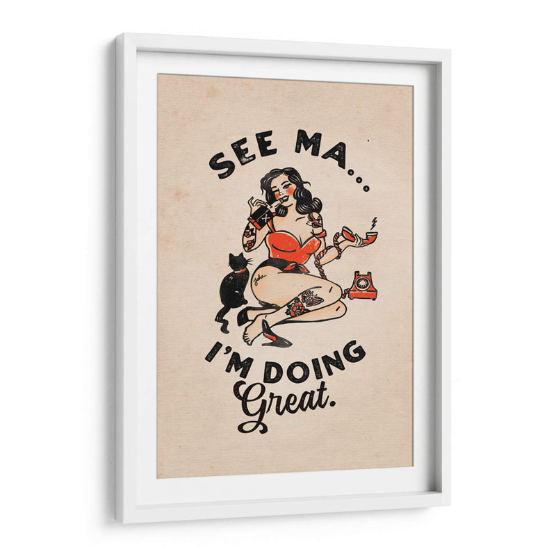 See Ma Poster Funny Vintage Pinup Girl a Cat - The Whiskey Ginger | Cuadro decorativo de Canvas Lab