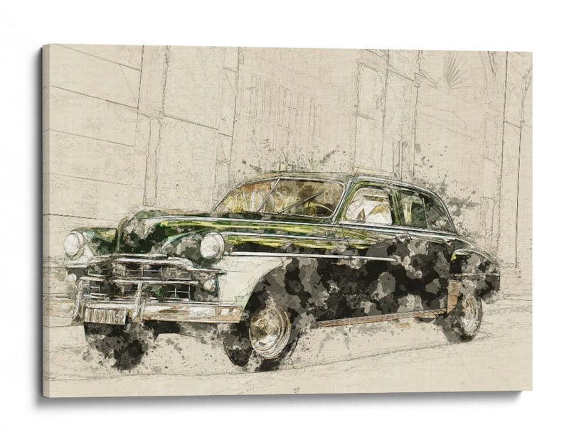Coche verde retro - Lembayung senja studio | Cuadro decorativo de Canvas Lab