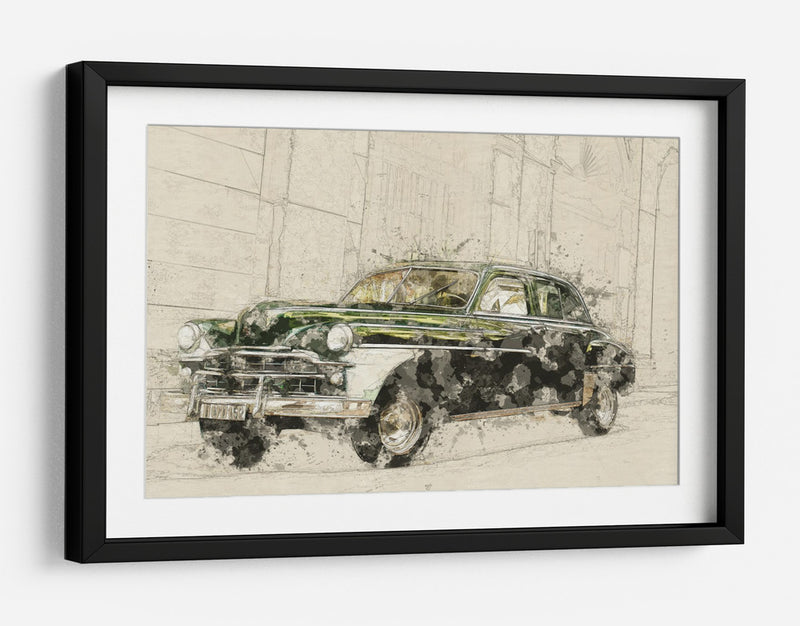 Coche verde retro - Lembayung senja studio | Cuadro decorativo de Canvas Lab