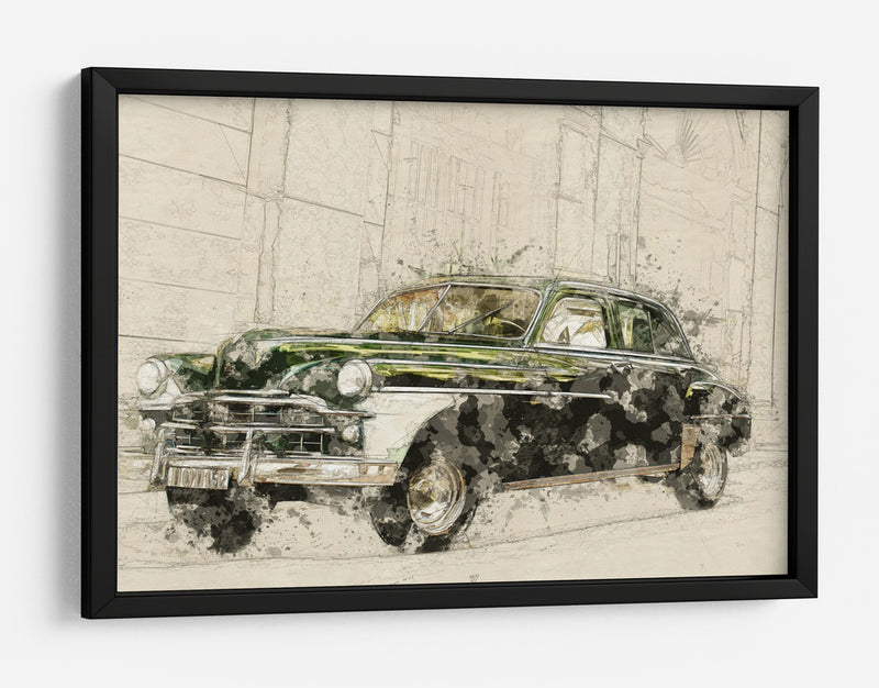 Coche verde retro - Lembayung senja studio | Cuadro decorativo de Canvas Lab