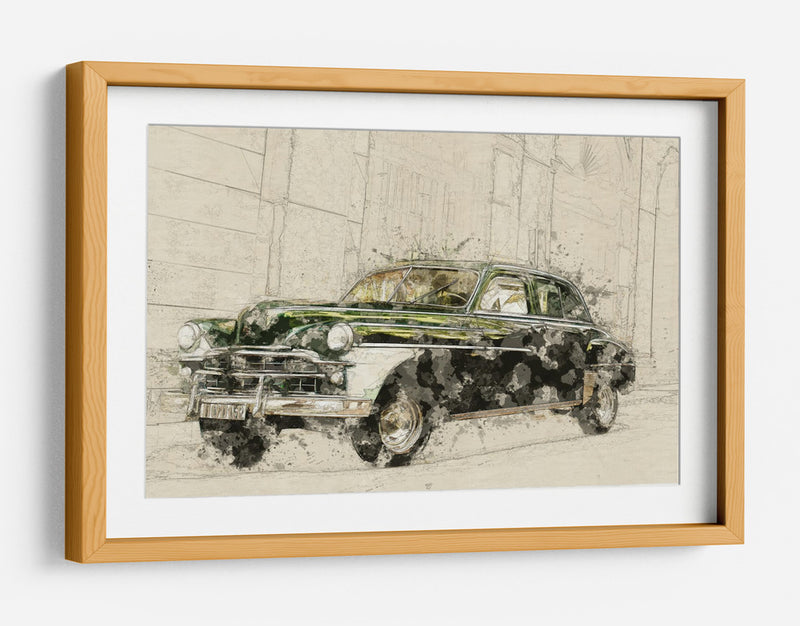 Coche verde retro - Lembayung senja studio | Cuadro decorativo de Canvas Lab