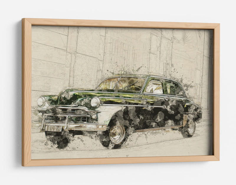 Coche verde retro - Lembayung senja studio | Cuadro decorativo de Canvas Lab