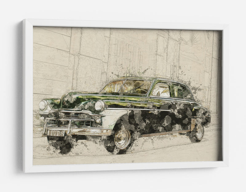 Coche verde retro - Lembayung senja studio | Cuadro decorativo de Canvas Lab