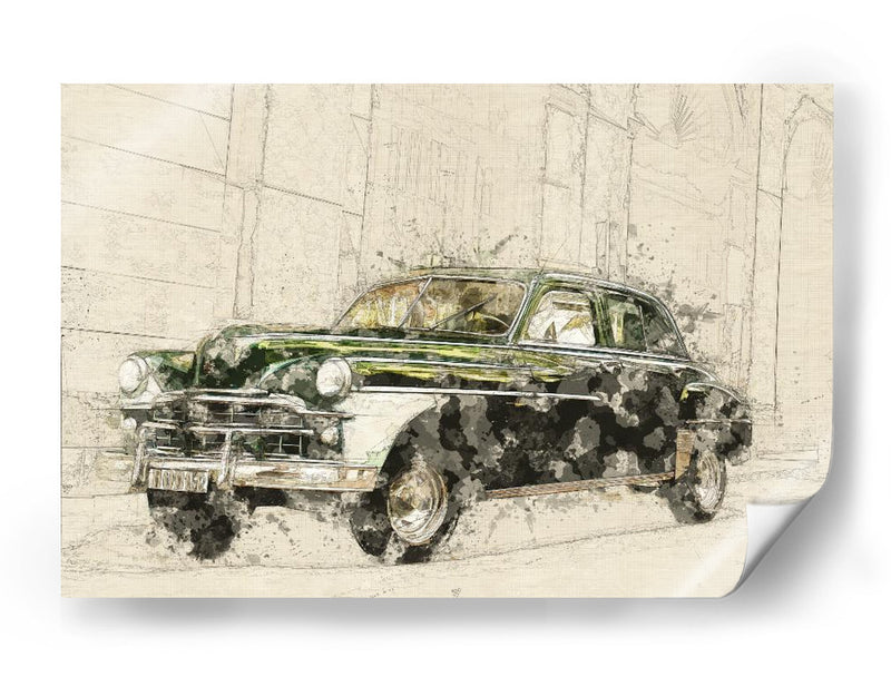 Coche verde retro - Lembayung senja studio | Cuadro decorativo de Canvas Lab