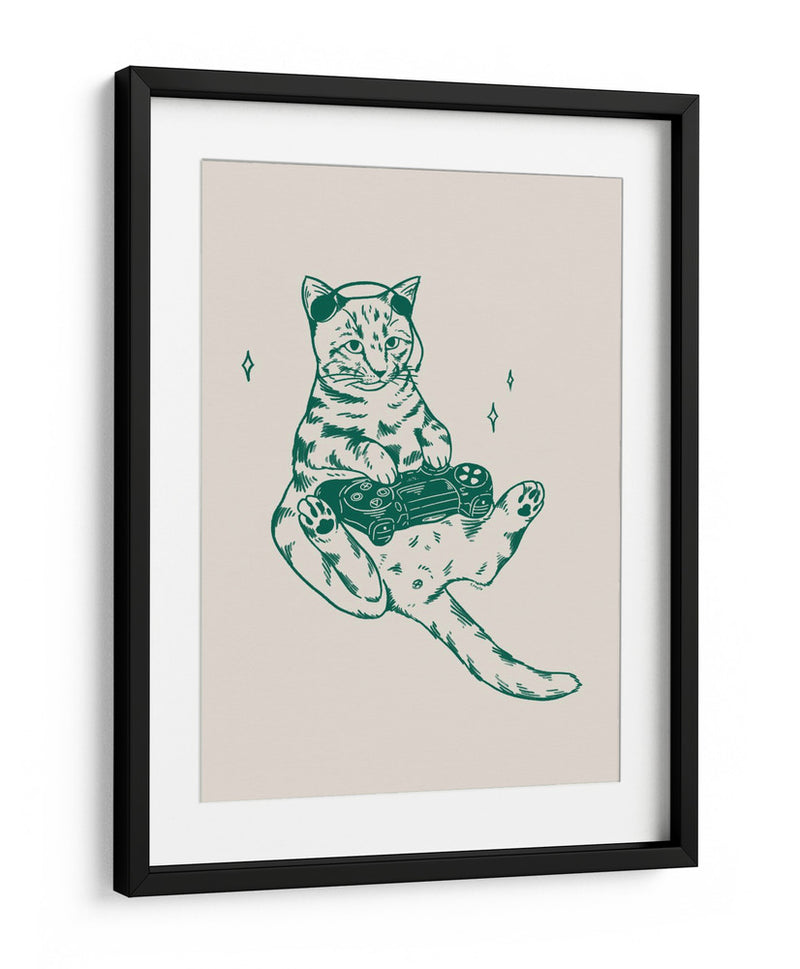 Gato gamer en verde - Tara Royle | Cuadro decorativo de Canvas Lab
