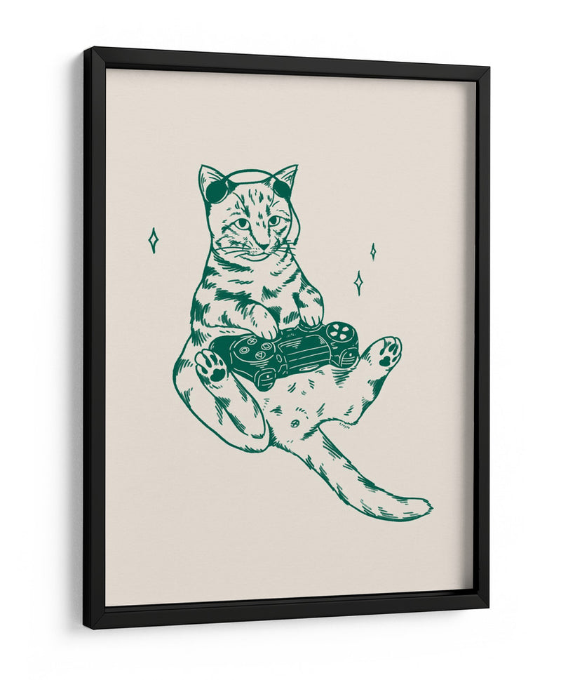Gato gamer en verde - Tara Royle | Cuadro decorativo de Canvas Lab