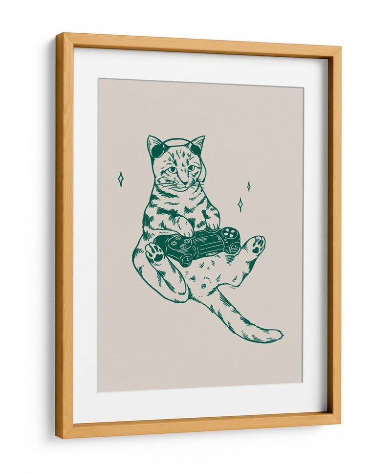 Gato gamer en verde - Tara Royle | Cuadro decorativo de Canvas Lab