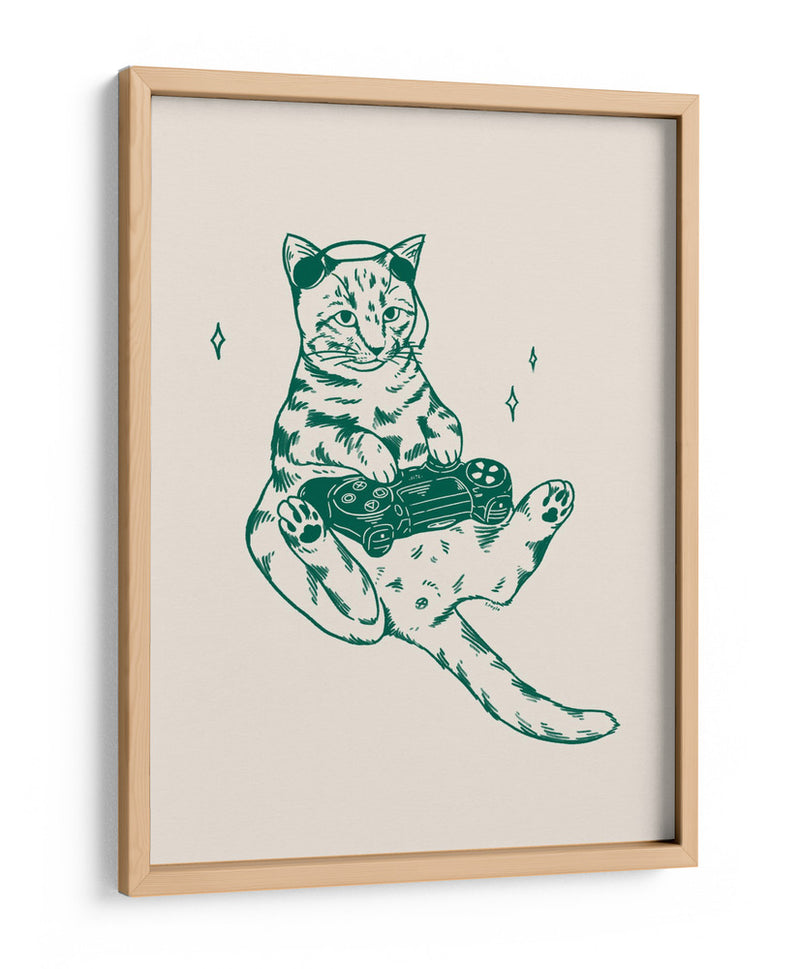 Gato gamer en verde - Tara Royle | Cuadro decorativo de Canvas Lab