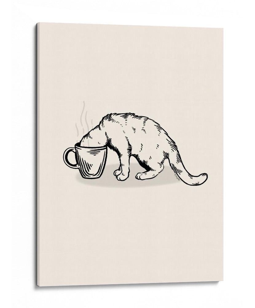 Gato de café en negro - Tara Royle | Cuadro decorativo de Canvas Lab
