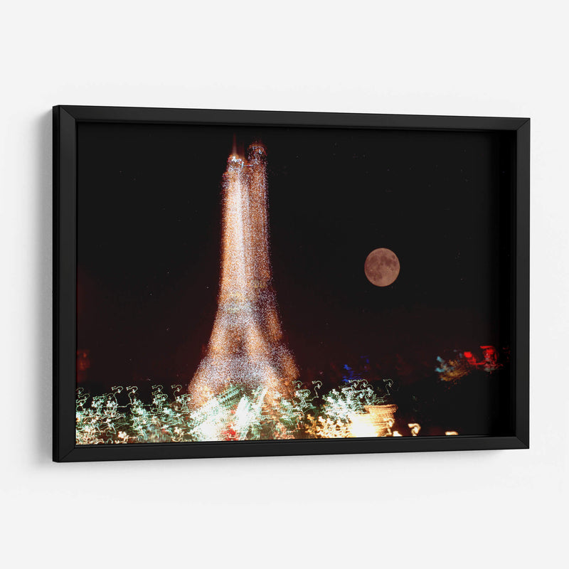 Torre Eiffel luces y luna al anochecer - PMOB | Cuadro decorativo de Canvas Lab