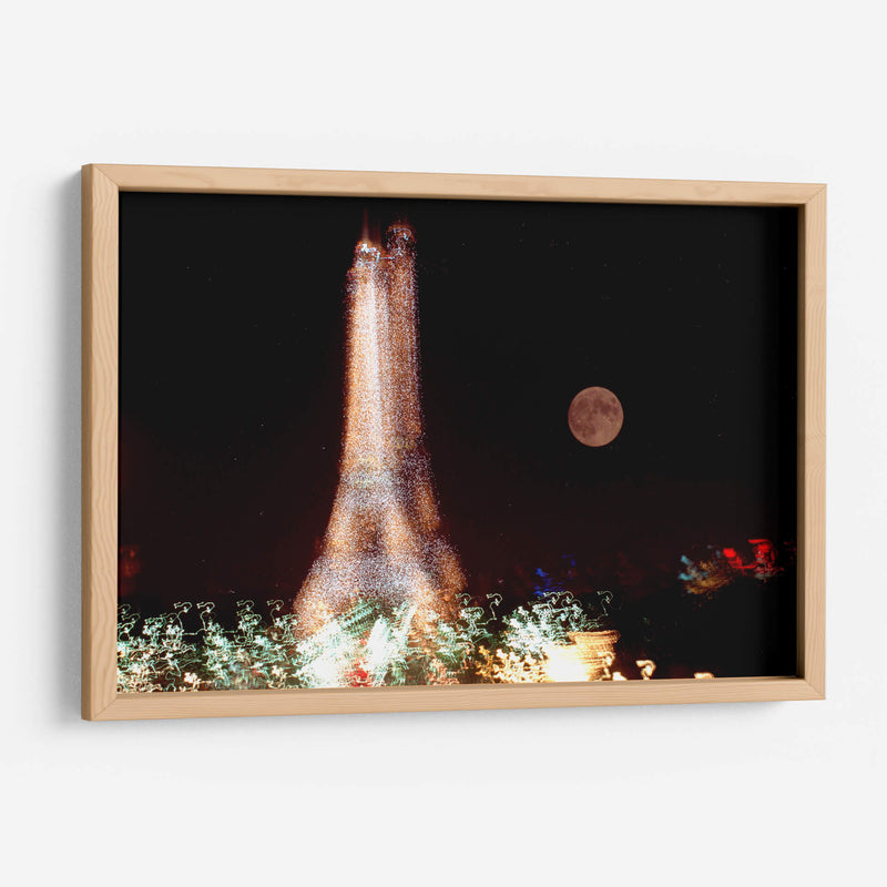 Torre Eiffel luces y luna al anochecer - PMOB | Cuadro decorativo de Canvas Lab