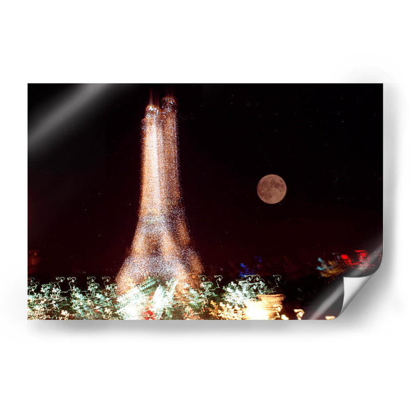 Torre Eiffel luces y luna al anochecer - PMOB | Cuadro decorativo de Canvas Lab