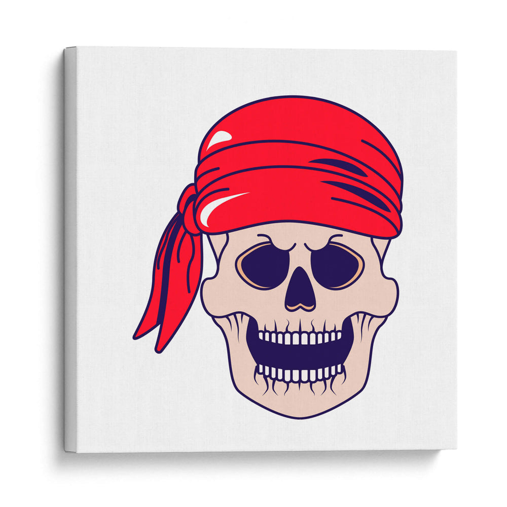 Calavera pirata con un pañuelo rojo vibrante - Marika Barsrsind | Cuadro decorativo de Canvas Lab