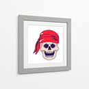Calavera pirata con un pañuelo rojo vibrante - Marika Barsrsind | Cuadro decorativo de Canvas Lab