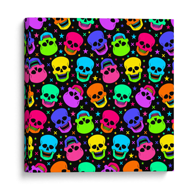 Patrón sin costuras de calavera de neón - Marika Barsrsind | Cuadro decorativo de Canvas Lab