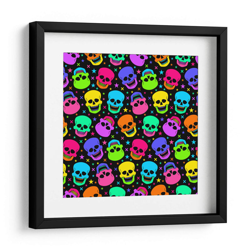 Patrón sin costuras de calavera de neón - Marika Barsrsind | Cuadro decorativo de Canvas Lab