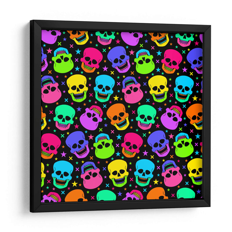 Patrón sin costuras de calavera de neón - Marika Barsrsind | Cuadro decorativo de Canvas Lab