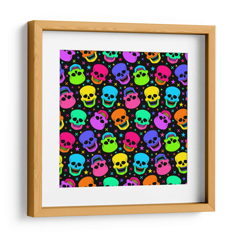 Patrón sin costuras de calavera de neón - Marika Barsrsind | Cuadro decorativo de Canvas Lab