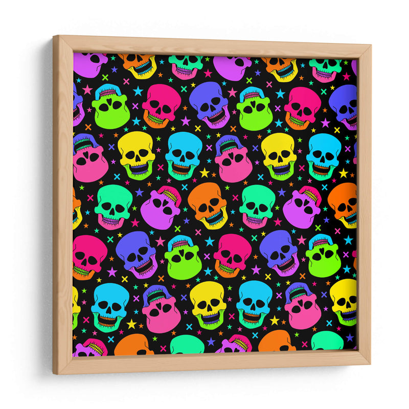 Patrón sin costuras de calavera de neón - Marika Barsrsind | Cuadro decorativo de Canvas Lab