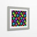 Patrón sin costuras de calavera de neón - Marika Barsrsind | Cuadro decorativo de Canvas Lab