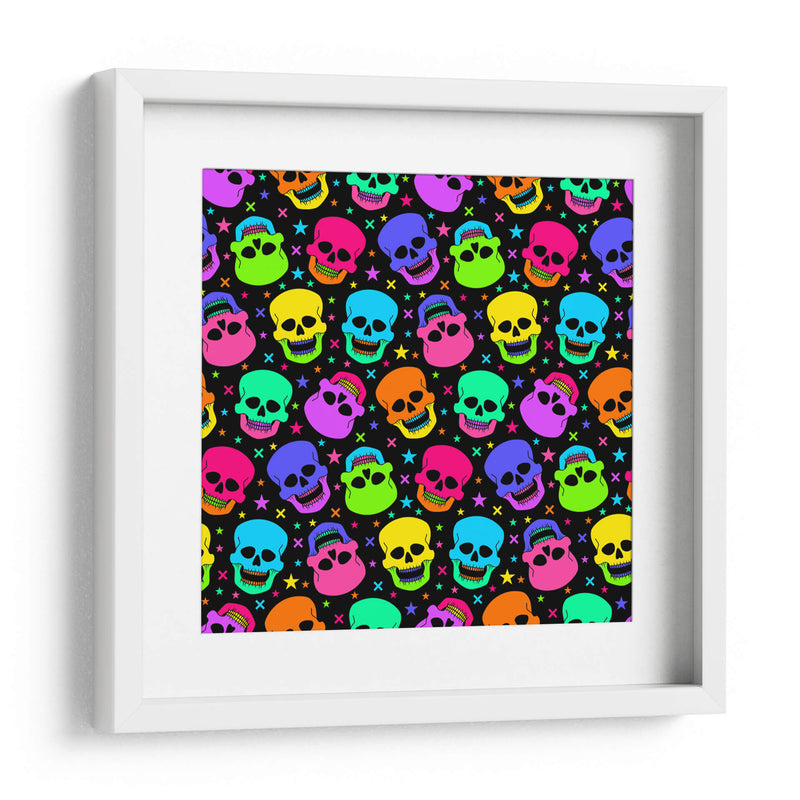Patrón sin costuras de calavera de neón - Marika Barsrsind | Cuadro decorativo de Canvas Lab