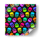 Patrón sin costuras de calavera de neón - Marika Barsrsind | Cuadro decorativo de Canvas Lab