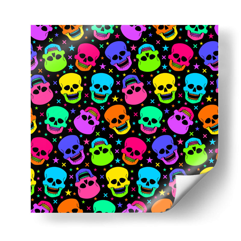 Patrón sin costuras de calavera de neón - Marika Barsrsind | Cuadro decorativo de Canvas Lab