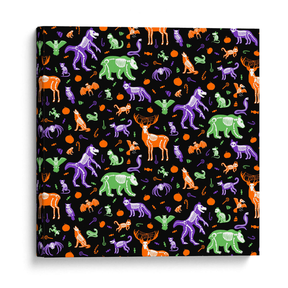 Patrón sin costuras de esqueletos de Halloween - Marika Barsrsind | Cuadro decorativo de Canvas Lab