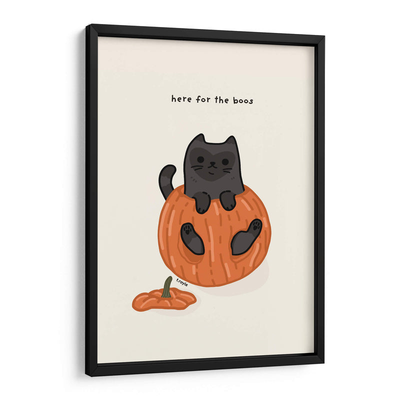Gato negro sentado juguetonamente en una calabaza - Tara Royle | Cuadro decorativo de Canvas Lab