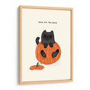 Gato negro sentado juguetonamente en una calabaza - Tara Royle | Cuadro decorativo de Canvas Lab