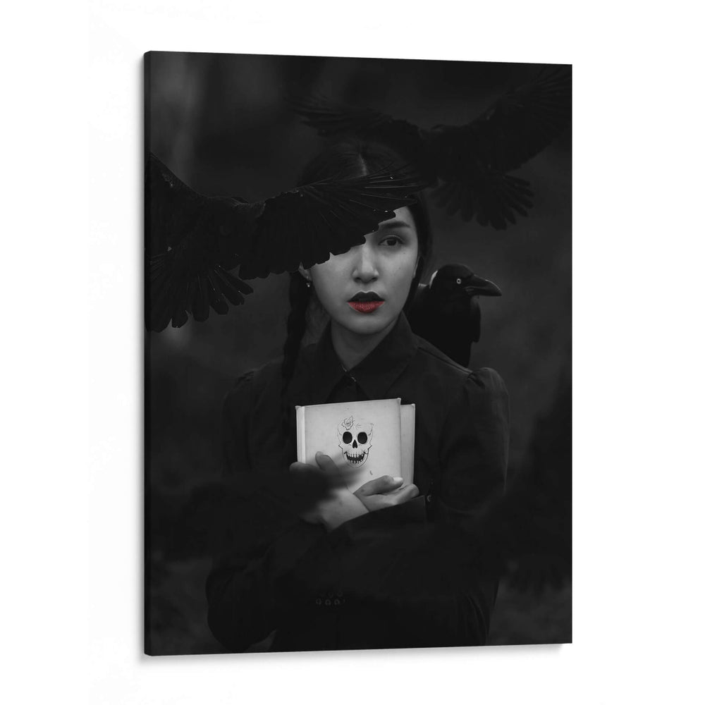 Chica Cuervo Blanco y Negro - Ariz Rab | Cuadro decorativo de Canvas Lab