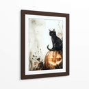 Escena de Halloween con gato negro y calabaza (2) - Justyna Jaszke | Cuadro decorativo de Canvas Lab