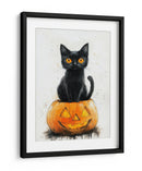 Escena de Halloween con gato negro y calabaza (1) - Justyna Jaszke | Cuadro decorativo de Canvas Lab