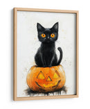 Escena de Halloween con gato negro y calabaza (1) - Justyna Jaszke | Cuadro decorativo de Canvas Lab