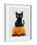 Escena de Halloween con gato negro y calabaza (1) - Justyna Jaszke | Cuadro decorativo de Canvas Lab
