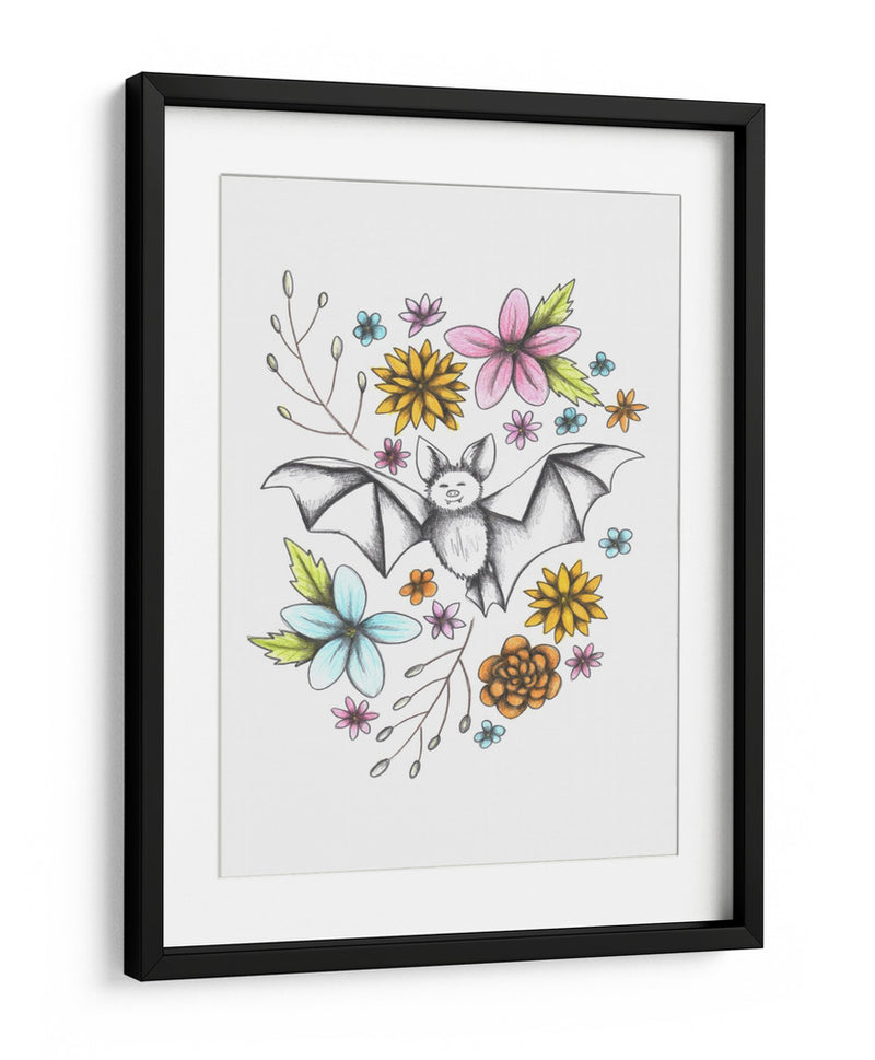 Murciélago en medio de flores - Cecilia Battaini | Cuadro decorativo de Canvas Lab