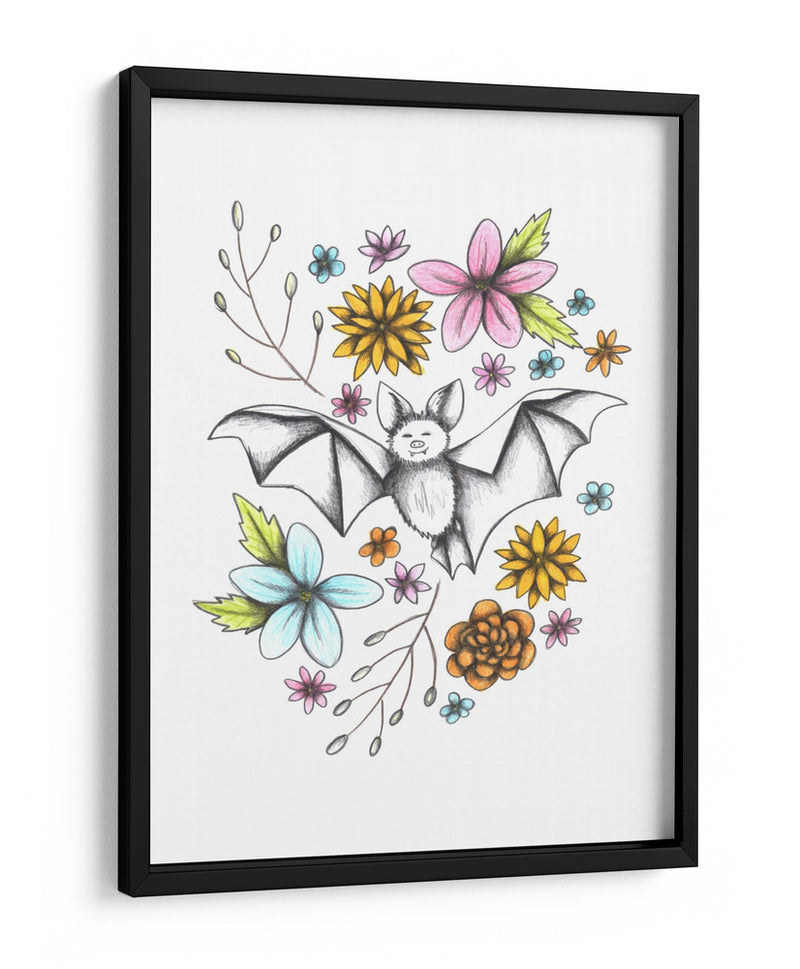 Murciélago en medio de flores - Cecilia Battaini | Cuadro decorativo de Canvas Lab