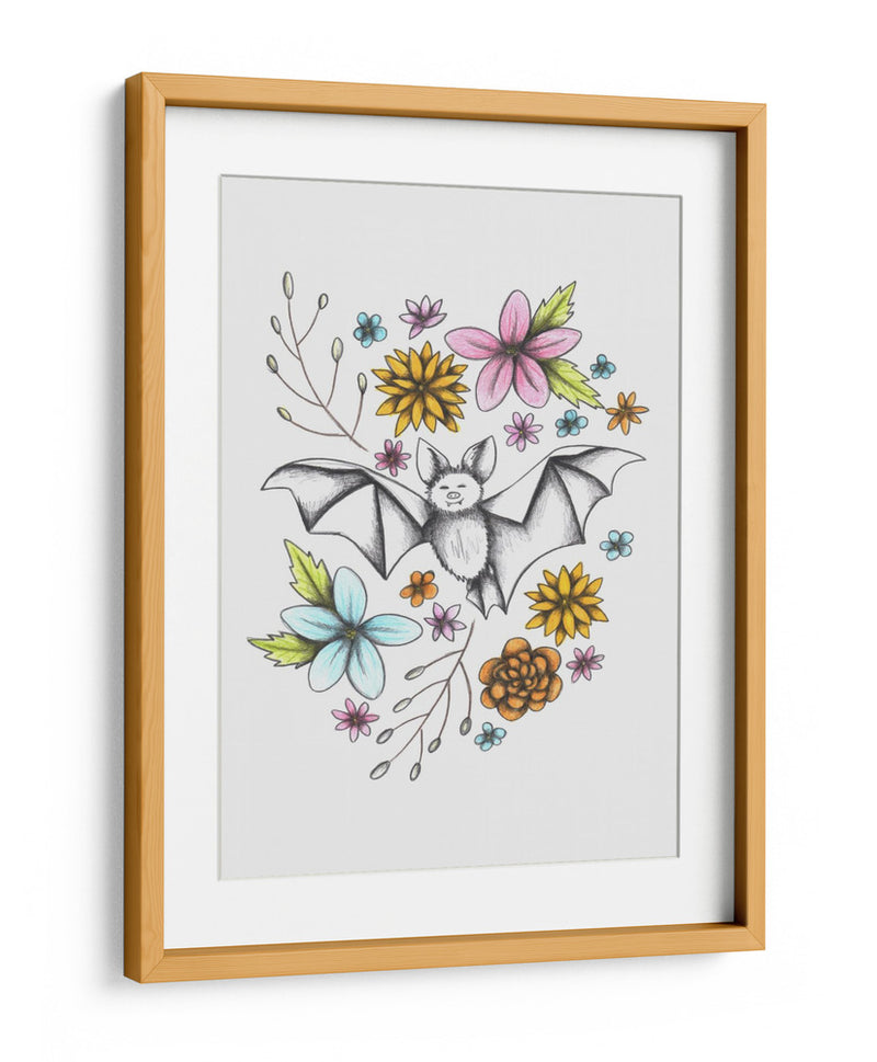 Murciélago en medio de flores - Cecilia Battaini | Cuadro decorativo de Canvas Lab